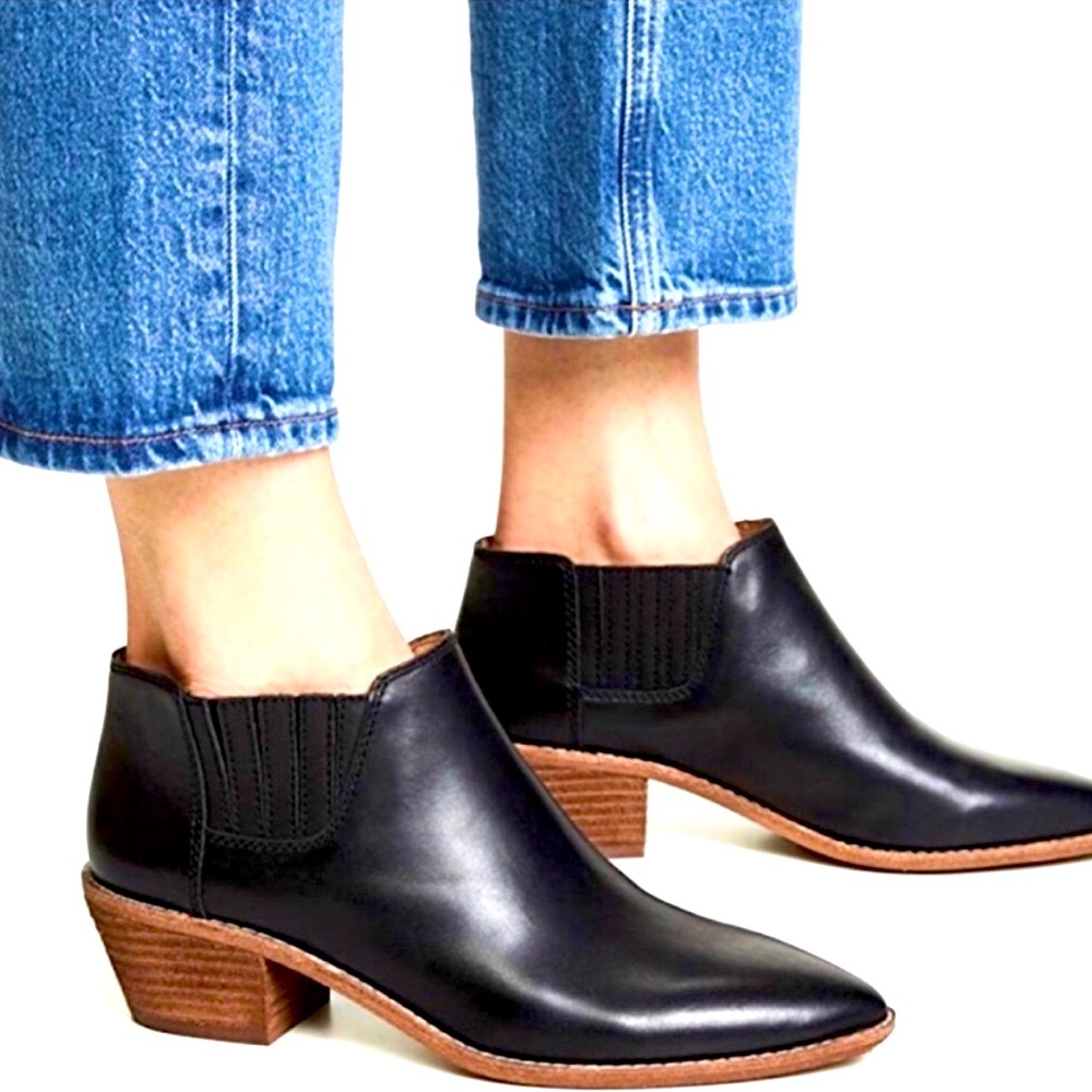 MADEWELL Women’s SONIA Chelsea Ankle Boot Black Leather Size 7.5 / 8 Minimalist